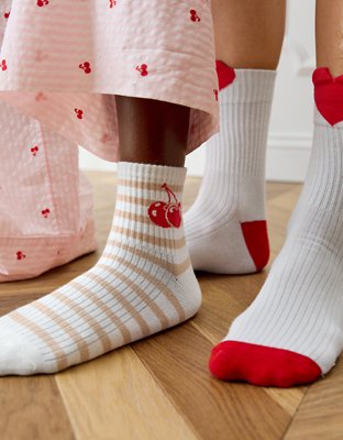Aerie Ribbed Cotton Quarter Socks