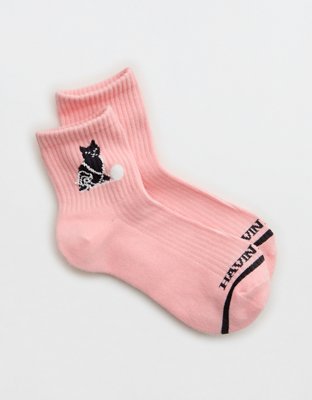 Aerie Ribbed Cotton Quarter Socks