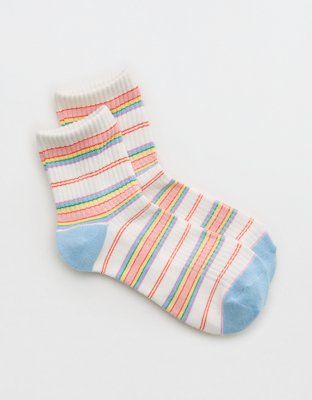 Aerie Ribbed Cotton Quarter Socks