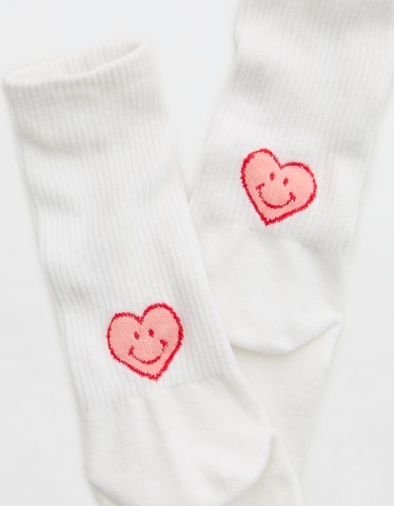 Aerie Smiley® Ribbed Cotton Crew Socks