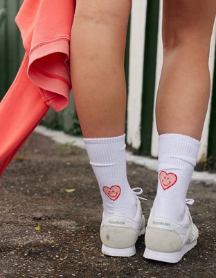 Aerie Smiley® Ribbed Cotton Crew Socks