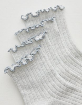 Aerie Lettuce Edge Quarter Sock 2-Pack