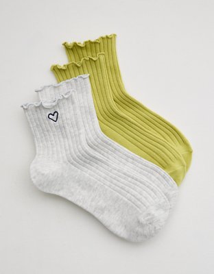 Aerie Lettuce Edge Quarter Sock 2-Pack