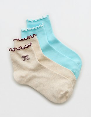 Aerie Ruffle Quarter Sock 2-Pack
