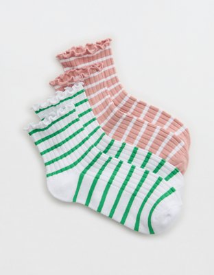 Aerie Lettuce Edge Quarter Sock 2-Pack