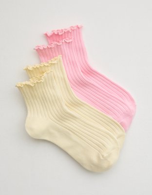 Aerie Lettuce Edge Quarter Sock 2-Pack