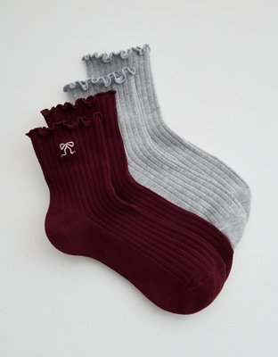 Aerie Lettuce Edge Bobby Sock 2-Pack