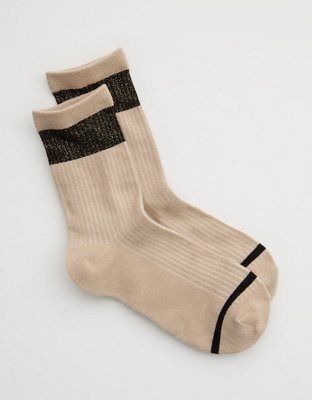 Aerie Metallic Wide Stripe Crew Socks