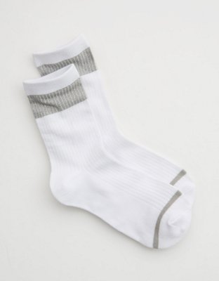 Aerie Metallic Wide Stripe Crew Socks