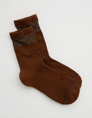 Aerie Metallic Wide Stripe Crew Socks