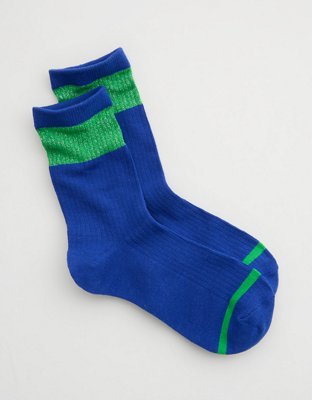 Aerie Metallic Wide Stripe Crew Socks