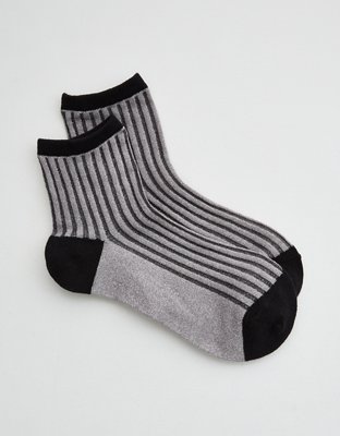 Aerie Sheer Ribbed Cotton Crew Socks