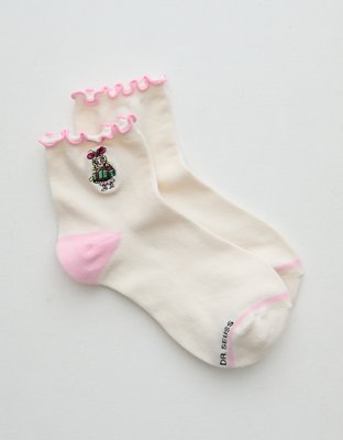 Носки Cindy Lou Tipping, укороченные, фестончатый край — Aerie, цвет: Розовый — фото 1