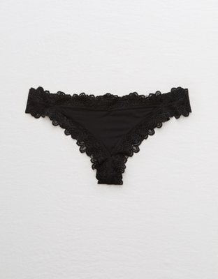 Aerie Lace Trim Shine Thong Underwear