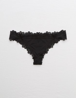 Aerie Lace Trim Shine Thong Underwear
