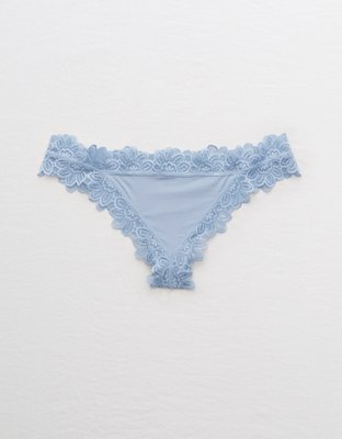 Aerie Lace Trim Shine Thong Underwear