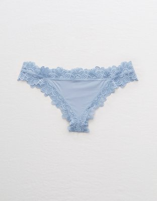 Aerie Lace Trim Shine Thong Underwear