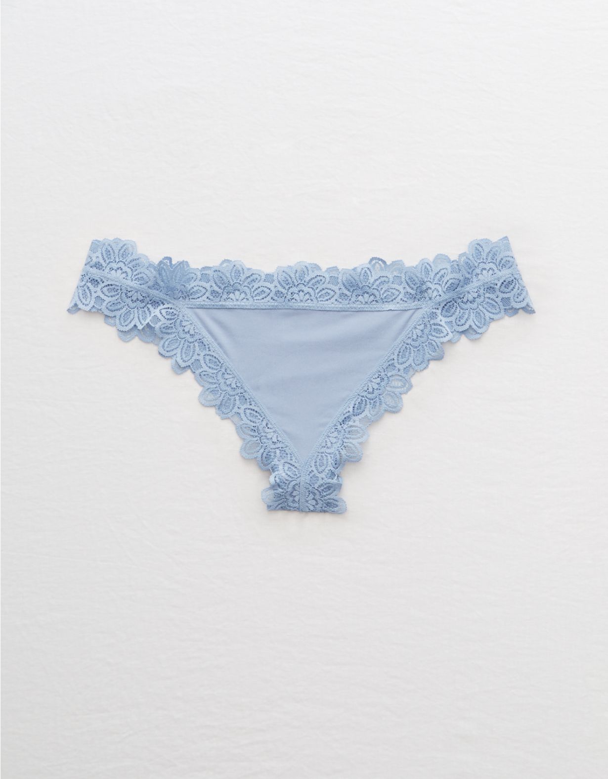 Aerie Lace Trim Shine Thong Underwear