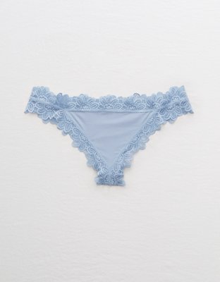 Aerie Lace Trim Shine Thong Underwear
