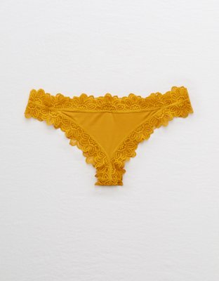 Aerie Lace Trim Shine Thong Underwear