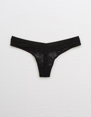 Aerie Mesh Palm Lace High Cut Thong Underwear