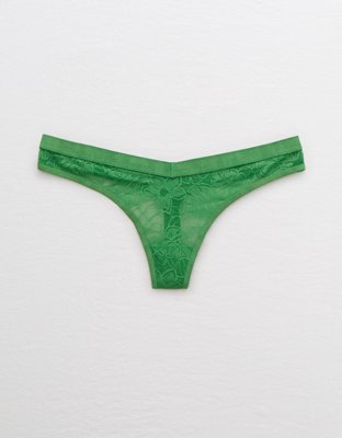 Aerie Mesh Palm Lace High Cut Thong Underwear