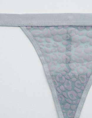 Aerie Velvet Animal Lace String Thong Underwear