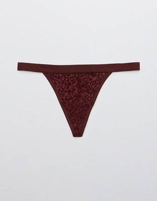 Aerie Velvet Animal Lace String Thong Underwear