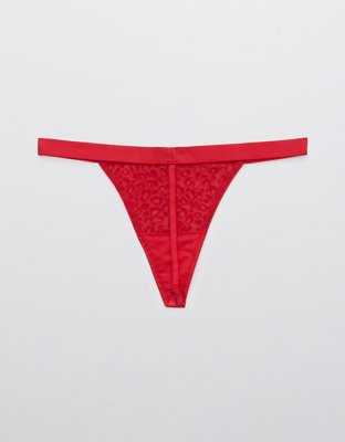 Aerie Velvet Animal Lace String Thong Underwear