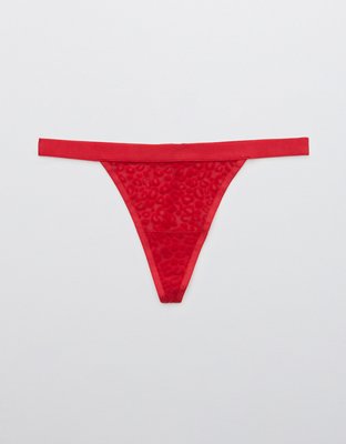 Aerie Velvet Animal Lace String Thong Underwear