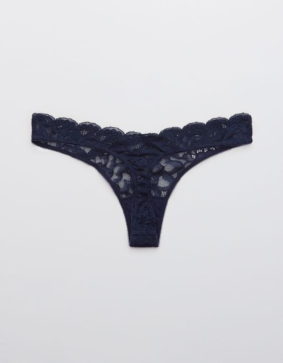 Aerie New Blooms Lace High Cut Thong Underwear