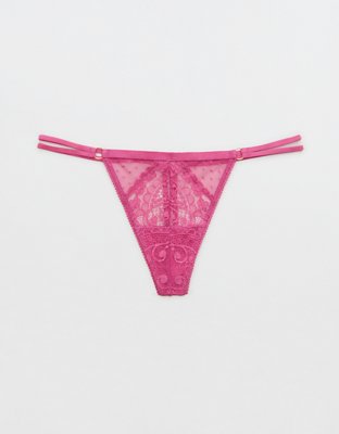 Aerie Velvet Animal Lace String Thong Underwear