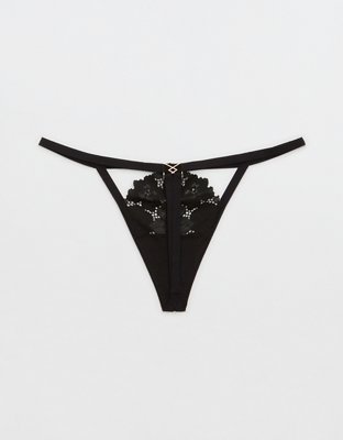 Aerie Poppy Lace Cut Out String Thong Underwear
