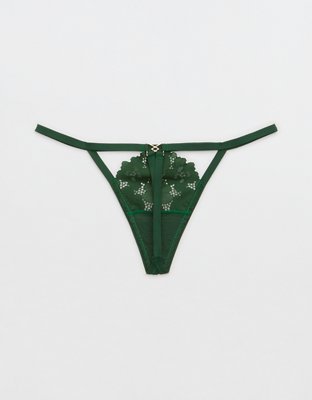 Aerie Poppy Lace Cut Out String Thong Underwear
