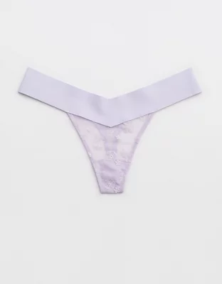 Aerie Embroidery No Show Thong Underwear