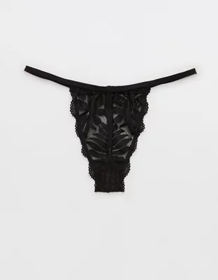 Aerie Hibiscus Lace Ruched String Thong Underwear