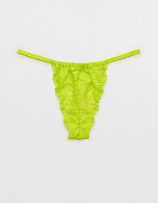 Aerie Show Off Hibiscus Lace Ruched String Thong Underwear