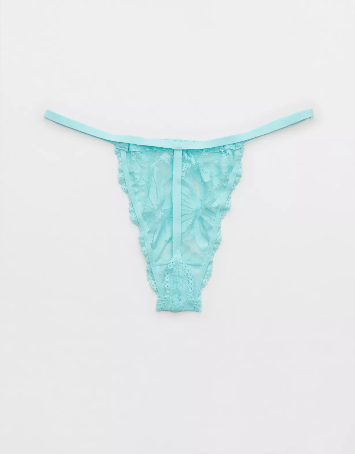Aerie Hibiscus Lace Ruched String Thong Underwear