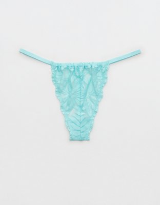 Aerie Mesh Palm Lace High Cut Thong Underwear