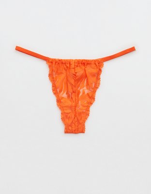Aerie Hibiscus Lace Ruched String Thong Underwear