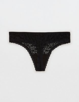 Aerie Island Breeze Lace Lurex Thong Underwear
