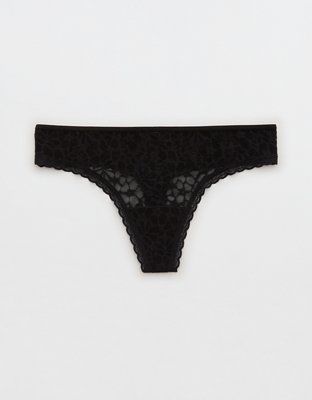 Aerie Island Breeze Lace Lurex Thong Underwear