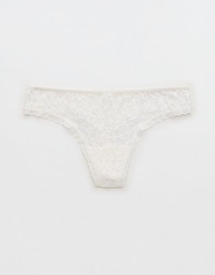 Aerie Eyelash Lace Thong Underwear In Violet Flurry