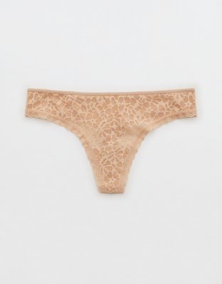 Aerie Island Breeze Lace Lurex Thong Underwear