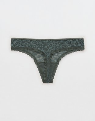 Aerie Island Breeze Lace Lurex Thong Underwear