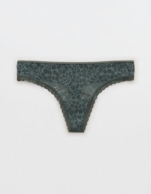 Aerie Velvet Animal Lace String Thong Underwear