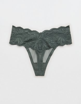 Aerie Hibiscus Lace Thong Underwear