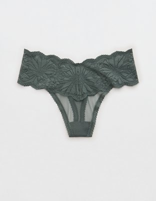 aerie Slumber Party Lace Shine Thong Underwear - ShopStyle