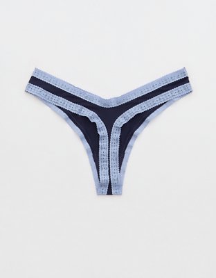 SMOOTHEZ Microfiber Lace High Cut Thong Underwear