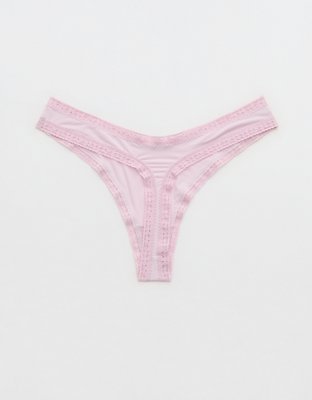 SMOOTHEZ Microfiber Lace High Cut Thong Underwear